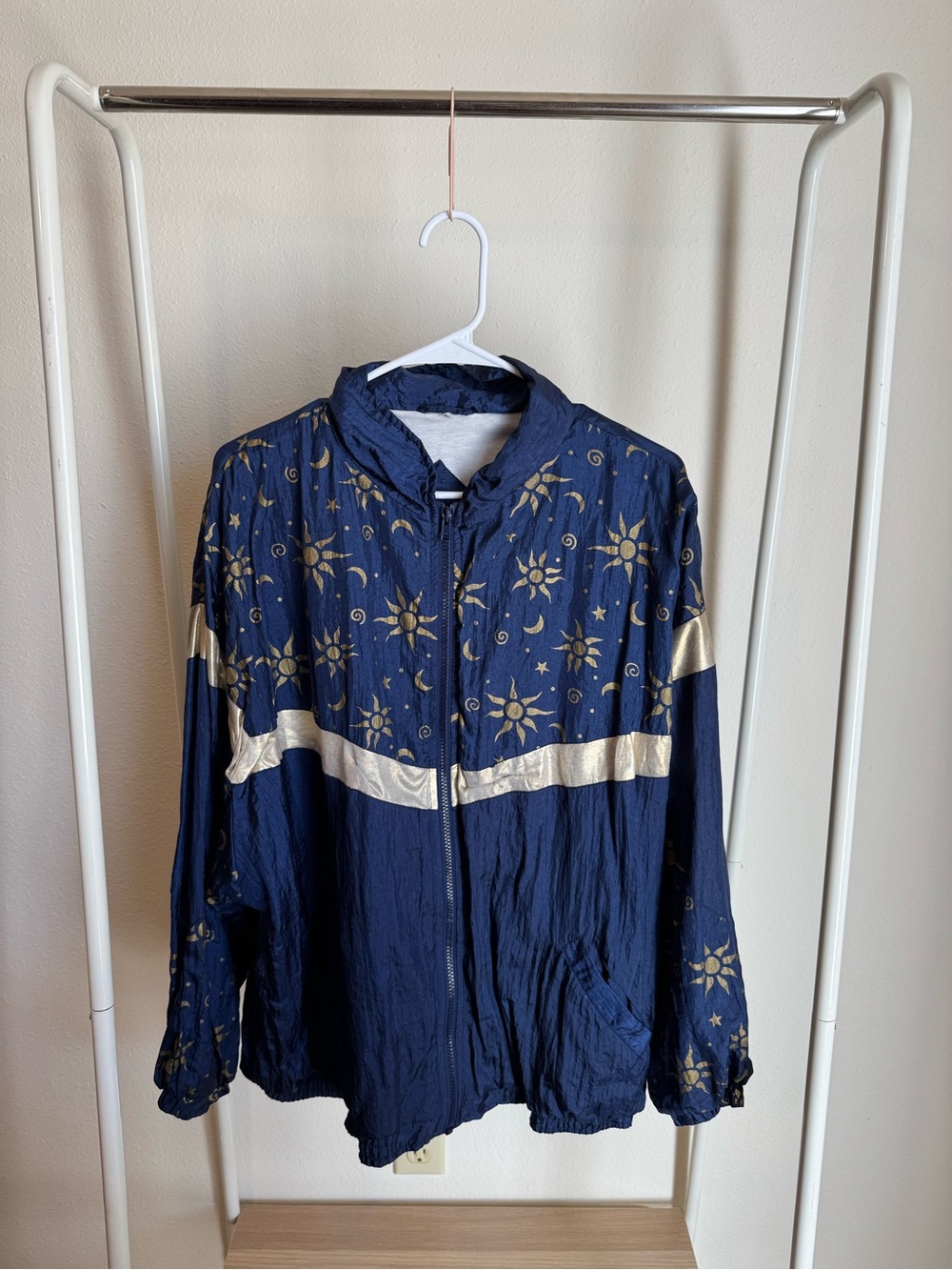 Navy Star & Moon Metallic-Trim Windbreaker Jacket